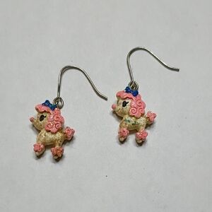 Cute Poodle Earrings with Pink and Blue Accents